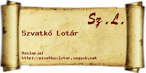 Szvatkó Lotár névjegykártya